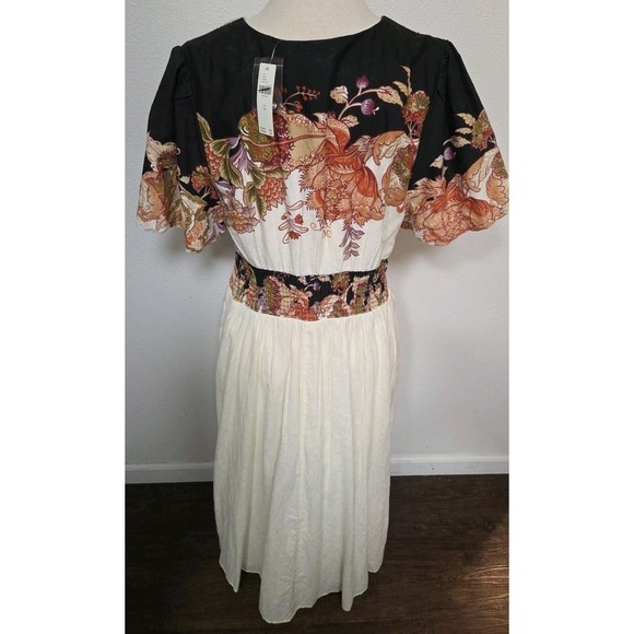 Anthropologie The Catalina Button-Front Dress Size M Black Floral Maxi Dress - Picture 5 of 12